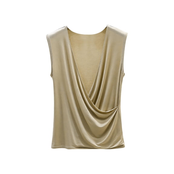 Jerdar Women's Cowl Neck Draped Cap Sleeve Solid Tank Top Lightweight Summer Casual Tops L