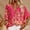 Red, variant on Women's V-Neck Floral Print Batwing Sleeve Top - Loose Fit Casual Vacation Blouse for Summer Orange，XL