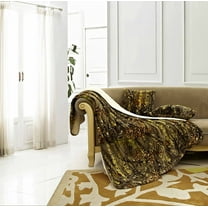 Regal Comfort Sherpa Luxury Throw Western Style 3pc Set The Woods Natural 50"x70" Sherpa Throw and 2 Matching 18"x18" Pillows