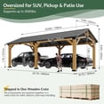 thumbnail image 3 of Jocisland 12'x24' Cedar Wood Hardtop Gazebo with Waterproof Outdoor Carport Pavilion,Steel Roof,Heavy-Duty Snow & Wind Resistant Canopy for Patio, Driveway, Garden, 3 of 10