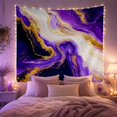 thumbnail image 2 of Purple, White and Gold Vortex Across Flowing Swirls, Dramatic Abstract for Art Lovers, Fluid Art Decor, Housewarming Gift, Tapestry Wall Hanging for Living Room and Studio, 2 of 7