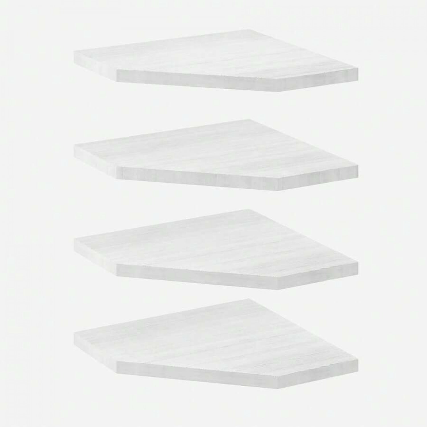 Set Of 4 Floating Corner Shelves, Rustic Wood Wall Mounted Storage & Display Shelves For Bathroom, Kitchen, Living Room & Bedroom Organization