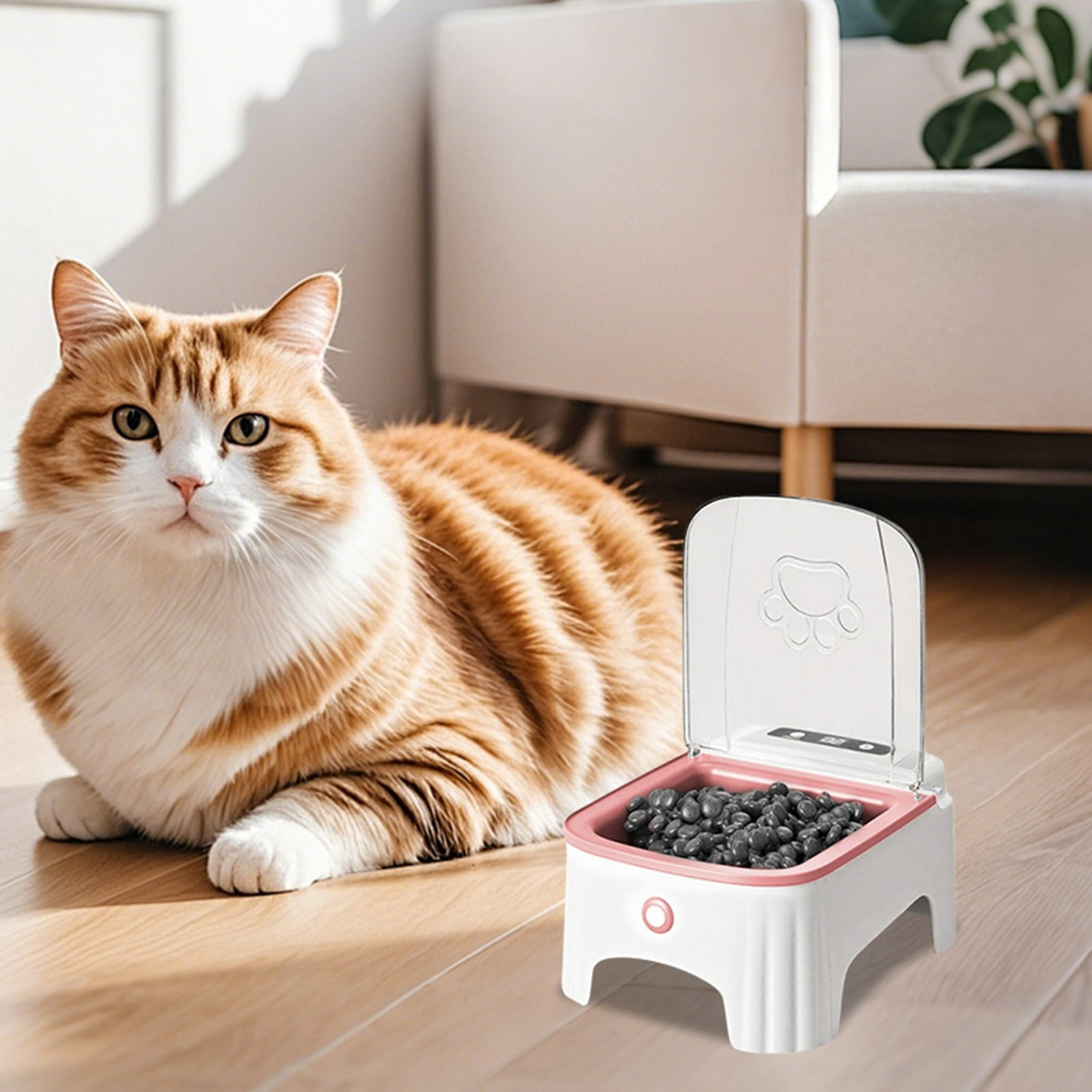 Smart Automatic Pet Feeder with Sensor Lid Opening and Programmable Timer for Cats and Dogs