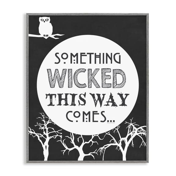 Stupell Industries Eclectic Something Wicked This Way Gray Framed Giclee Art, 24 x 30, by Lettered and Lined