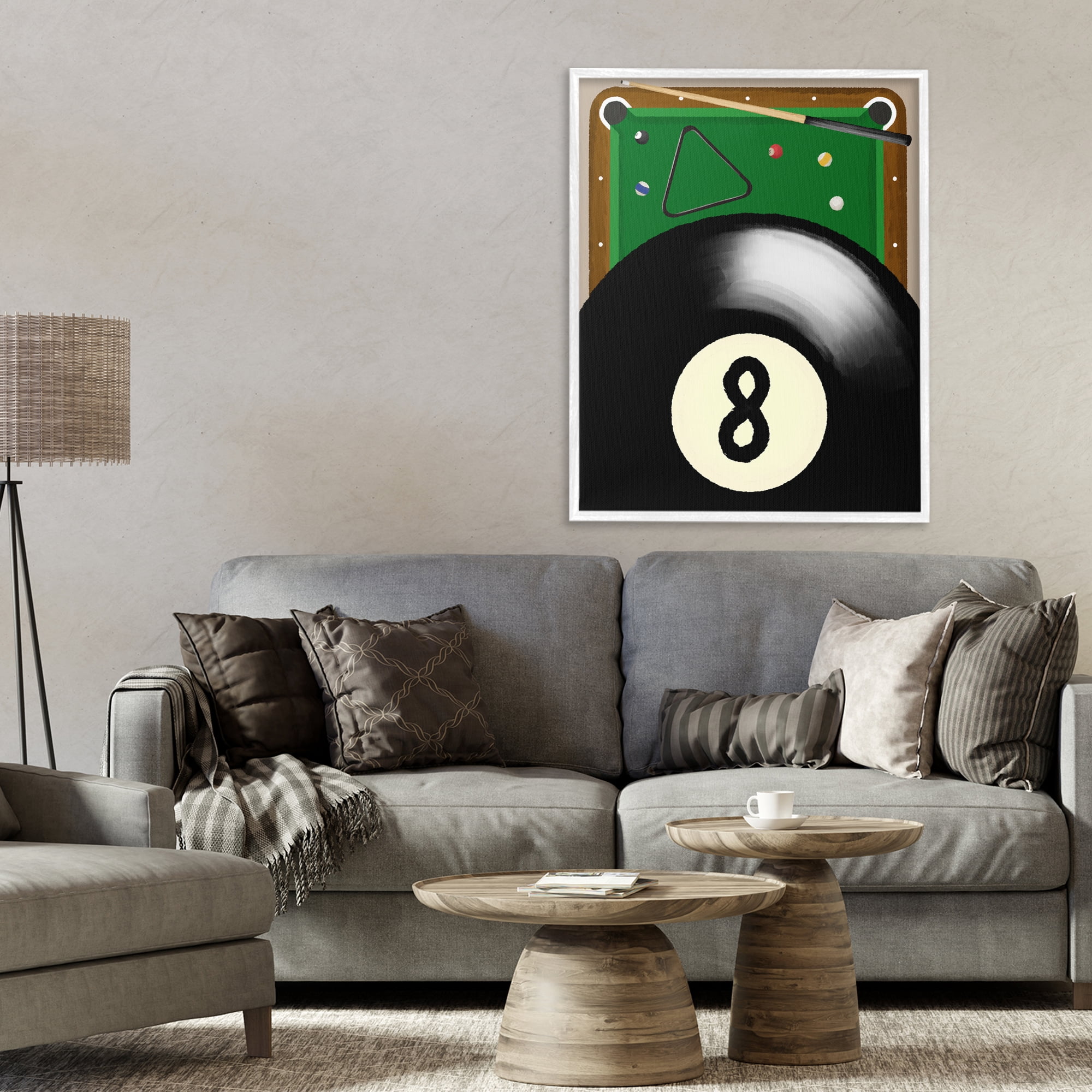 Stupell Industries Billiard Table & Balls White Framed Giclee Art, design by Jennifer Stith