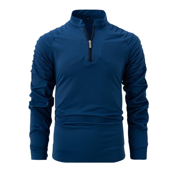 pstuiky camisa de manga larga para hombre, Camiseta deportiva de manga corta con cuello alto y media cremallera para hombre salir tops l