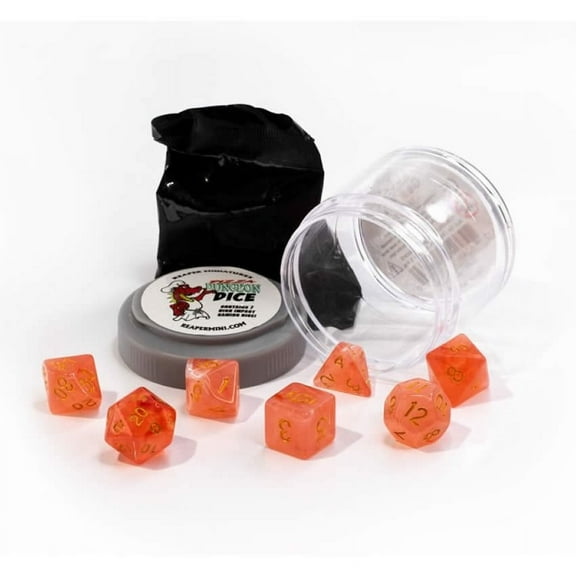 Gem Red Lucky Dice Set 16mm (5/8 inch) Dungeon Dice with Random Miniature Included Reaper Miniatures