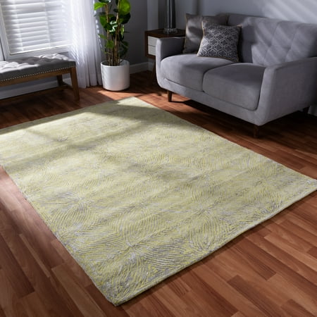 Gray Hand Tufted Viscose Blend Area Rug, Lime Green And Brown Rug