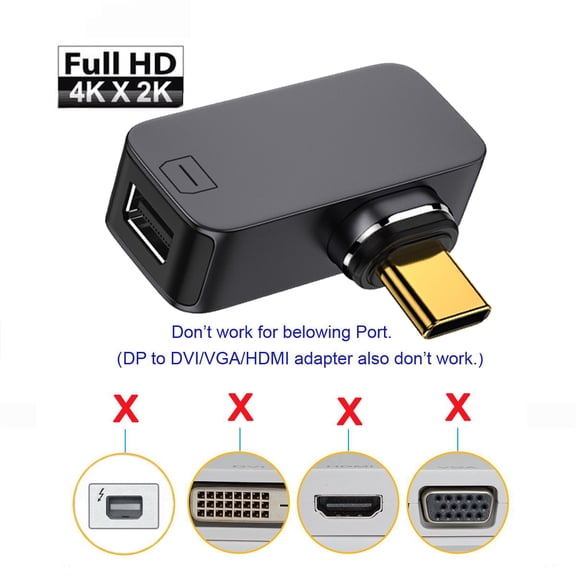 JSER Magnetic Angled Type USB-C Type C to MINI DP Displayport Monitor Converter Adapter 4K 2K 60hz for Phone & Laptop