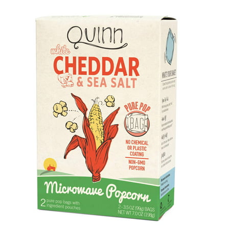 Quinn Snacks Microwave Popcorn - Made with Organic Non-GMO Corn - Great Snack Food for Movie Night - White Cheddar, 7 Ounce Pack of