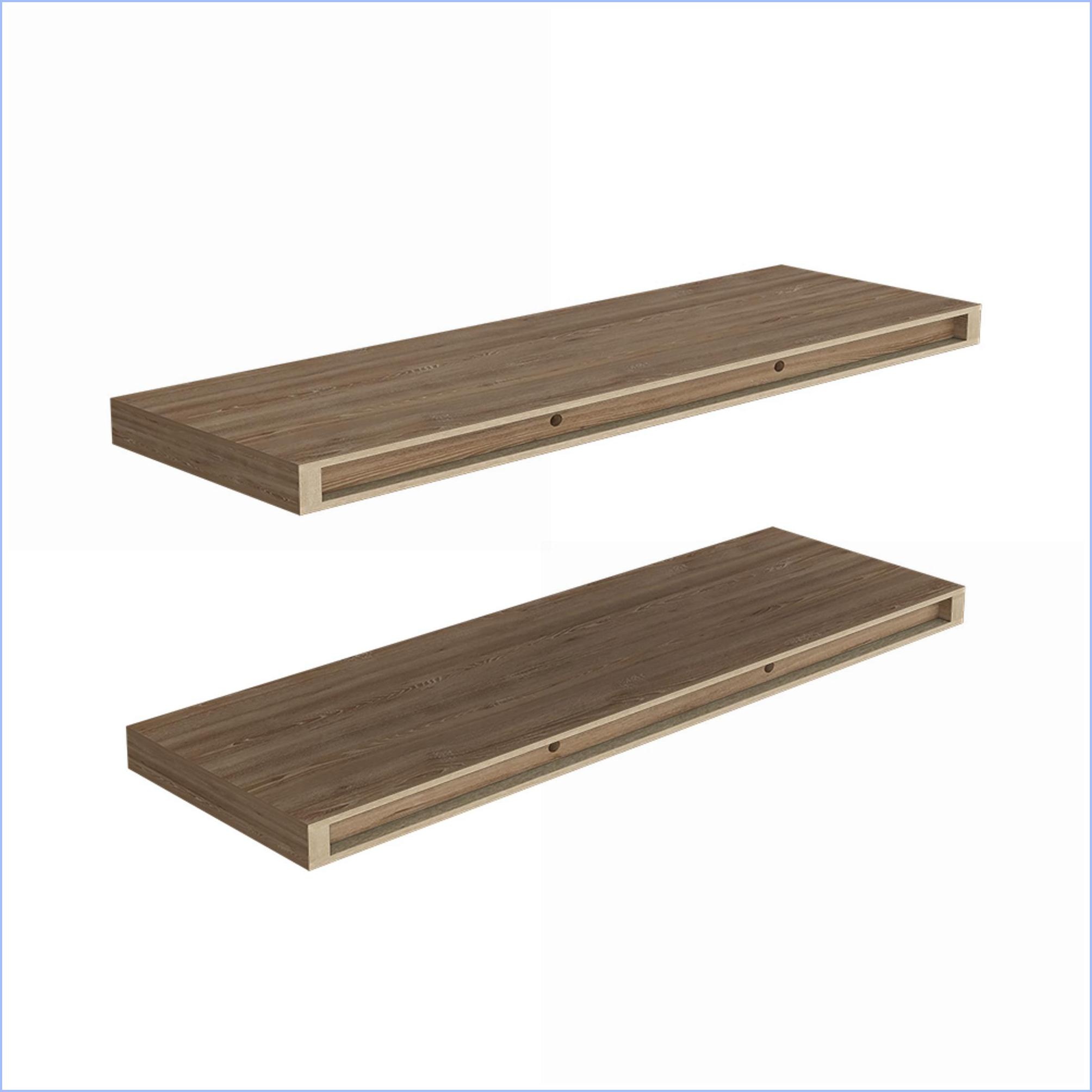Floating Shelves Modern Set of 2 | Space-Saving Wall Mounted | Engineered Wood, Beige