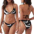 thumbnail image 3 of Balery Abstract Black White Swirls Pijama Estampado Bikini de Dos Piezas para Mujer - Conjunto de Bikini Ajustable Sexy y Cómodo para Playa, 3 of 6