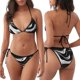 thumbnail image 3 of Balery Abstract Black White Swirls Pijama Estampado Bikini de Dos Piezas para Mujer - Conjunto de Bikini Ajustable Sexy y Cómodo para Playa, 3 of 6