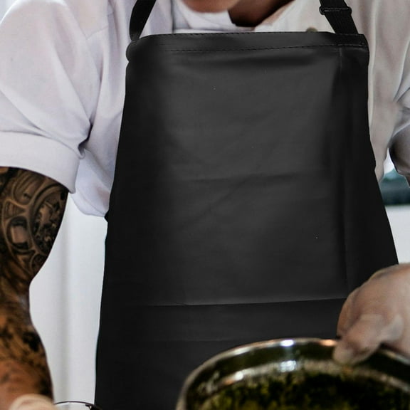 Toyvian Woodworking Apron Black PU Waterproof Oil Resistant for Chefs Cooking 1Pack
