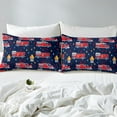 thumbnail image 4 of YST Fire Truck Bed Sheets Set 3pcs, Cartoon Bus Cars Twin Size Sheet Sets For Bedroom, Automobile Vehicles Printed Kids Adults Soft Luxury Flat Sheet, Navy Blue Red Fire Microfiber Bedding, 4 of 5