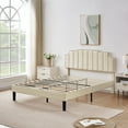 thumbnail image 3 of VECELO Full Size Upholstered Bed Frame, Height Adjustable Nailhead Trim Headboard, Easy Assembly/No Box Spring Required, Beige, 3 of 6