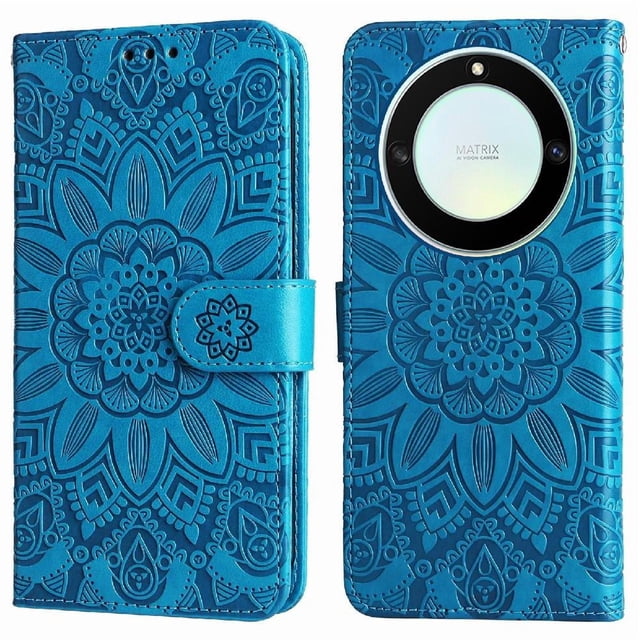 Funda tipo cartera GANGXUN para Honor X9A , diseño girasol, cuero PU, soporte, cierre magnético, tarjetero