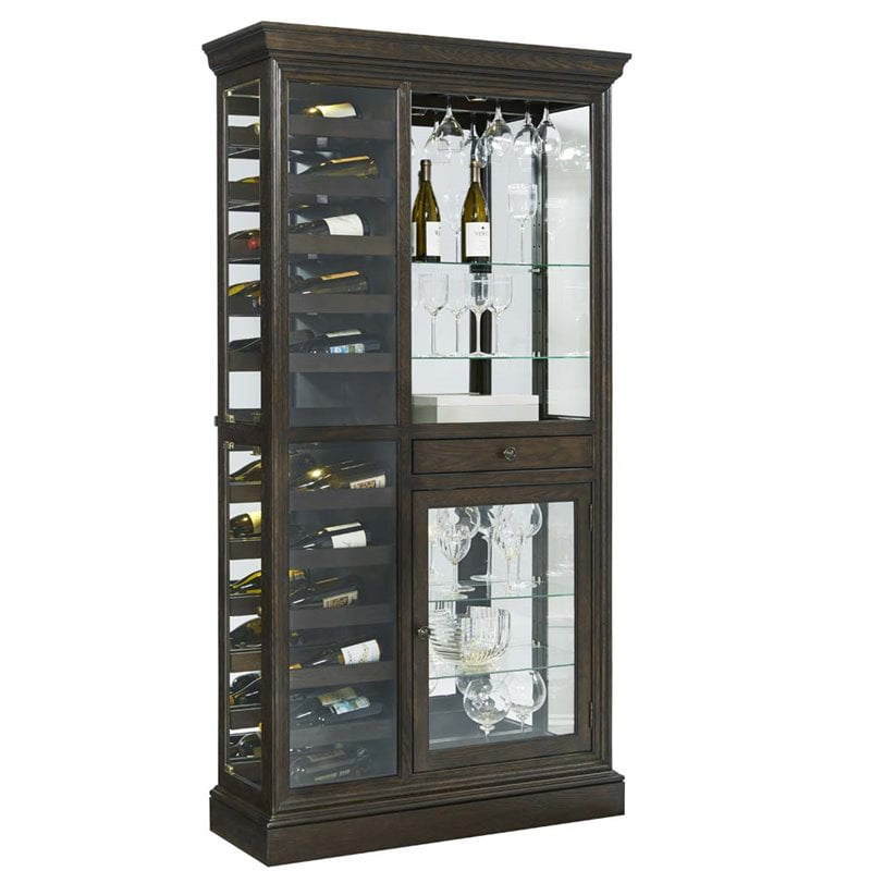 Pulaski Hillsville Mirrored Back Wine Rack Curio Cabinet In Brown