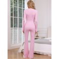 thumbnail image 3 of DARING DIVA Women's Crop Top and Flare Pants Lounge Sets XL Pink, 3 of 6