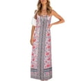 thumbnail image 2 of Faithtur Femmes Casual Slip Robe, Impression Sans Manches Bateau Cou une Seule Pièce, 2 of 9