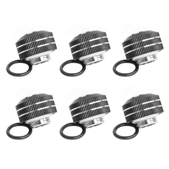 Dracaena 6 pack G1/4 thread to 3/8" ID, 5/8" OD PVC hose copper adapter, soft tube compression fitting for Computer water cooling system, Black