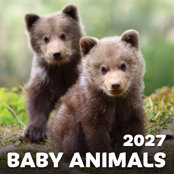 EcoEarth 12 Month Vertical Wall Calendar, Baby Animals, 11" x 17", Jan 2026-Dec 2026
