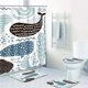 thumbnail image 2 of 4 piezas de juego de cortina de ducha con sello de ballena pulpo pescado azul mar animal océano con alfombras antideslizantes tapa de inodoro y alfombra de baño decoración 72 & quot; X 72 & quot; Feliz Sencillez, 2 of 5