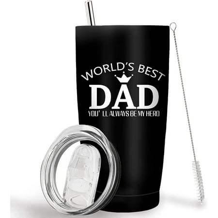 

Father s Day Gift Tumbler - 20oz Stainless Steel Insulated Travel Mug/Tumbler with Lid and Straw for Coffee - Dad Tumbler Father s Birthday Gift for Best Dad Dad Gifts from Daughter/Son