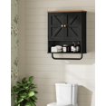 thumbnail image 6 of Bathroom Wall Cabinet, Medicine Cabinet with Open Partition and Towel Bar, Rustic Storage Cabinet with Open and Hidden Storage Space, for Bathroom, Living Room, Kitchen, Black and Walnut, 6 of 17