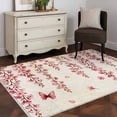 thumbnail image 3 of Butterfly Flower Area Rugs 2.7'x5', Washable Small Throw Rugs for Kitchen Bedroom, Farmhouse Vintage Country Pink Floral Indoor Outdoor Rug Non-Slip Low Pile Carpet Runner Reversible Floor Mats, 3 of 8