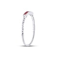 thumbnail image 3 of FB Jewels 10kt White Gold Womens Round Ruby Beaded Stackable Band Ring 1/20 Cttw, 3 of 4