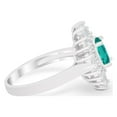 thumbnail image 4 of Art Deco Vintage Oval Halo Ring Paraiba Tourmaline CZ 925 Sterling Silver Size 7, 4 of 5