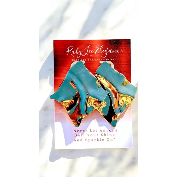 Gold Diamond Shaped Earrings for Women