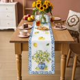 thumbnail image 2 of Summer Lemons Table Runner 90 Inches, Farmhouse Fruit Blue Geometric Watercolor Bed Runner Dresser Scarves Tabletop for Indoor Outdoor Parties/Ceremony/Banquet, 13" x 90", 2 of 9