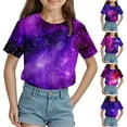 thumbnail image 5 of Tkrady Kids Girls Summer New Crewneck Starry Sky Pattern Short Sleeve Tshirt Top, Sizes 3-13 Years, 5 of 5