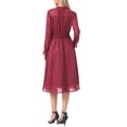 thumbnail image 3 of INSPIRE CHIC Women's Dress  Metallic Stars Smocked Waist Sheer Puff Sleeve Party Midi Dresses with Lining S Wine Red, 3 of 6