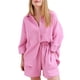 thumbnail image 1 of TRKIYQC Traje de dormir de 2 piezas para mujer, camisa de cuello vuelto de un solo pecho de manga 3/4 de color sólido + pantalones cortos de cintura elástica TRKIYQC moda, 1 of 10