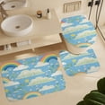 thumbnail image 6 of Shower Curtain 4 Piece Set with Non-Slip Rugs Toilet Lid Cover And Bath Mat Bathroom Decor Set Rainbows And Clouds Waterproof Shower Curtain Retro Nursery Rainbow Sun Cloud for Bathroom Decor Set, 6 of 8