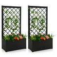 thumbnail image 1 of Patiojoy 2PCS 44" Metal Planter Box with Trellis Raised Garden Bed with Trellis, Elevated Lattice Planter for Climbing Plants, 1 of 10