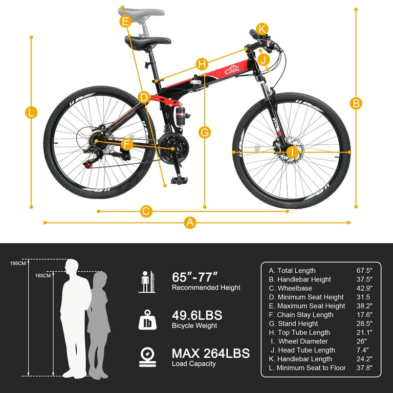 UBesGoo Folding Mountain Bike Shimano 21-Speed, with 26 inch