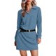 thumbnail image 5 of Vestido sudadera de manga larga con cuello de solapa y cuello en V para mujer - Vestido mini holgado de color liso, 5 of 7