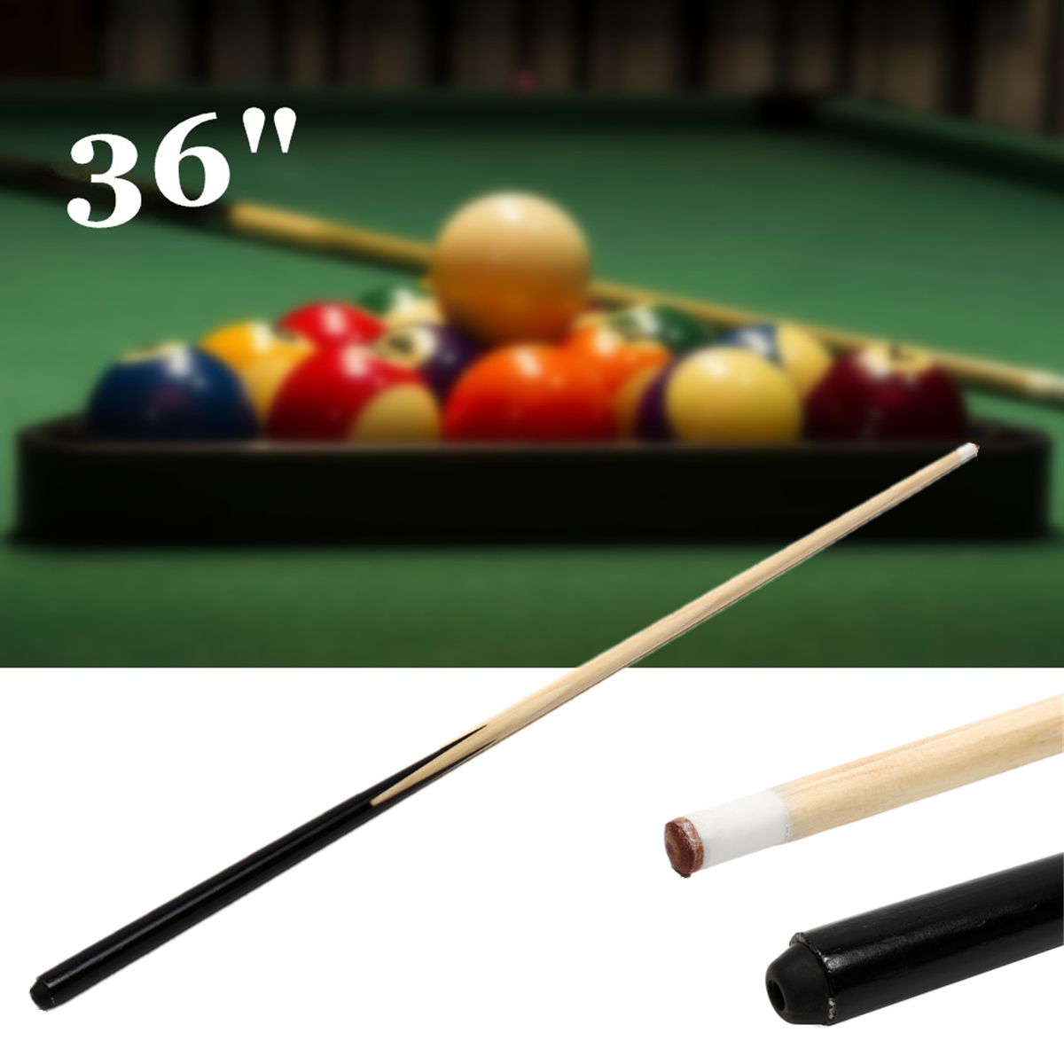 GSE Games 36" One-Piece Maple Short Pool Cue – Shorty Billiard Stick For Bar, Kids, House Use, 12oz