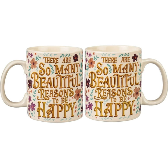 Primitives By Kathy So Many Beautiful Reasons to Be Happy Mug 20 Ounce Stoneware