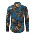 thumbnail image 4 of DDAPJ pyju Linen Shirt for Men Floral Dress Shirts Regular Fit Long Sleeve Printed Button Down Shirts Wedding Party Prom Shirts Multicolor XXXL, 4 of 5