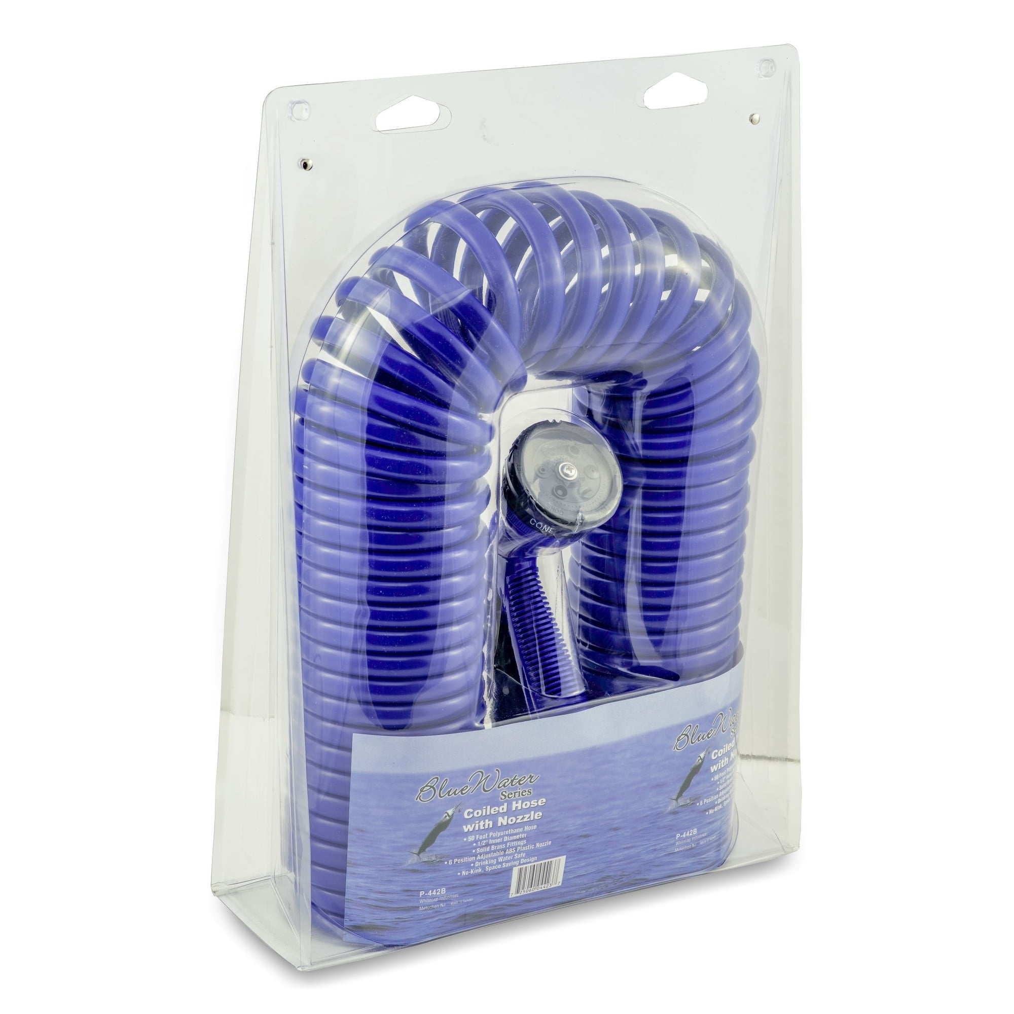 Whitecap 25' Blue Coiled Hose w/Adjustable Nozzle