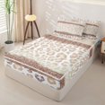 thumbnail image 2 of Erosebridal Brown Heart Leopard Zipper Twin Comforter Sets with Fitted Sheet and 2 Pillowcases,Beige Cheetah Spot Zipper Bedding Set For Girls,Reversible,4-Piece, 2 of 7