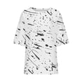 thumbnail image 4 of AKOEE Womens 3/4 Length Plus Size T Shirt Graphic Print Loose Crew Neck Tops Short Sleeve S-5X Casual Large Tees (XX-Large, White 04), 4 of 5