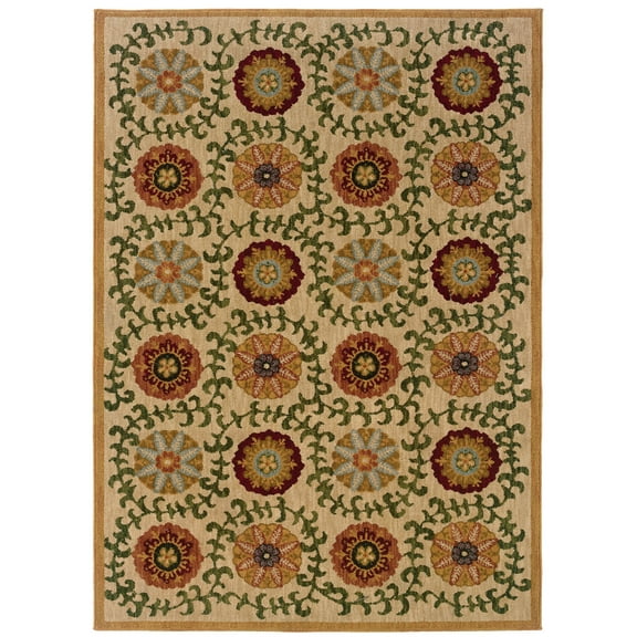 Moretti Divine Area Rug 2175E Casual Beige Circles Vines 9' 10" x 12' 9" Rectangle