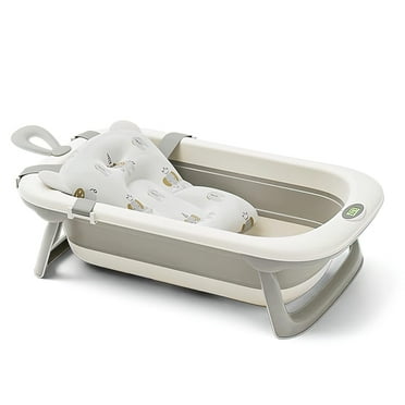 UNICOO® Baby Tub - Foldable Infant Bath Tub for Newborn to Toddler - Portable Baby Bathtub with Soft Cushion &Thermometer - Safety Belt, Detachable Cushion, Convenient Bathtub