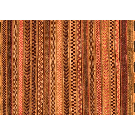 Ahgly Company Indoor Rectangle Abstract Orange Modern Area Rugs, 7' x 9'